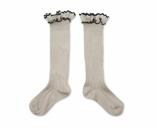 COLLEGIEN 荷葉邊羅紋長襪Constance  - Gris Perle珍珠灰