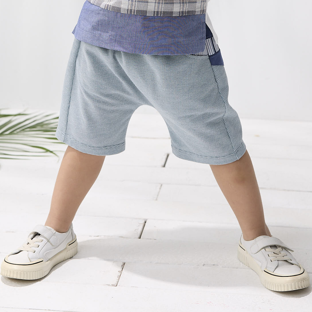 PIPPY潮酷彈性棉雙口袋拼接休閒短褲 綠