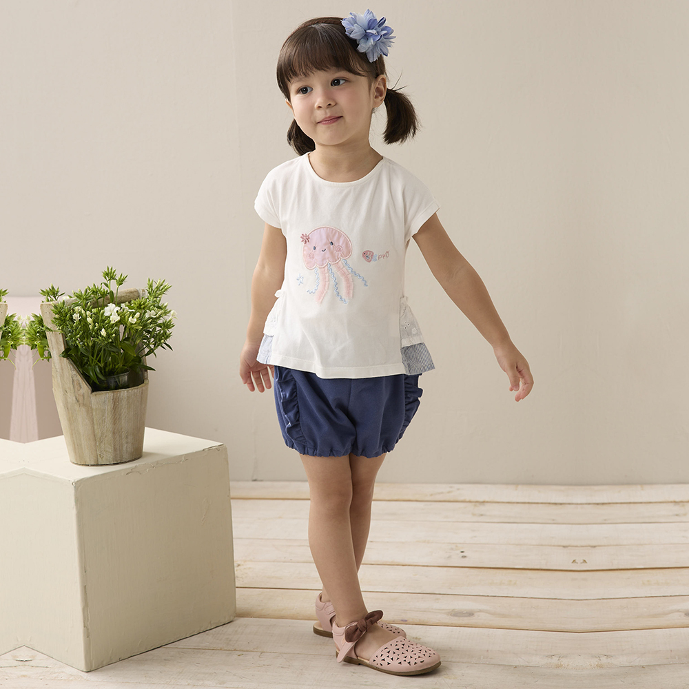 PIPPY浪漫荷葉邊燈籠褲 藍