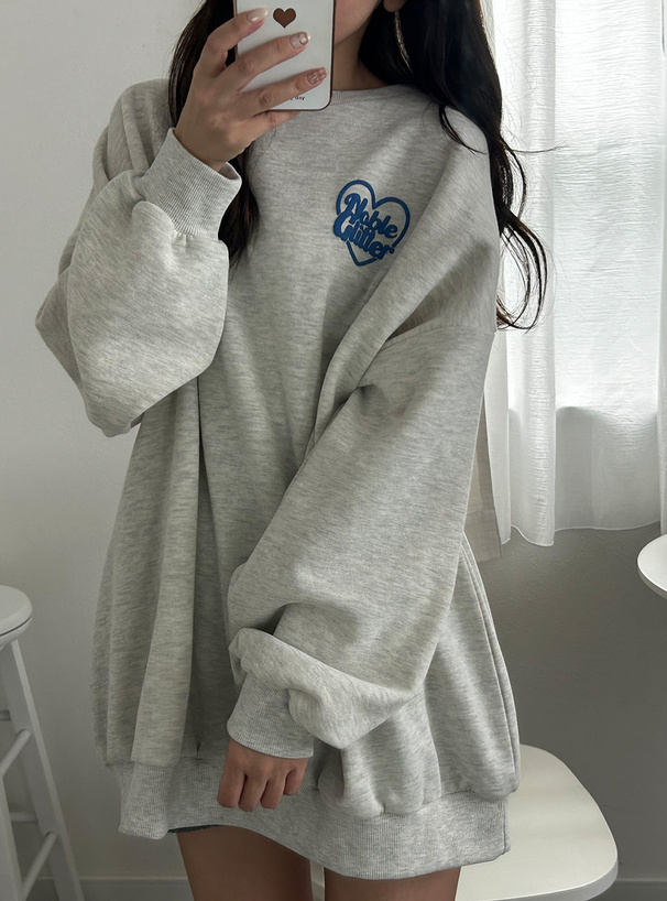 【現貨】日本 GRL 超Q心形 印花 蓬蓬袖 內刷毛 大學T 五色