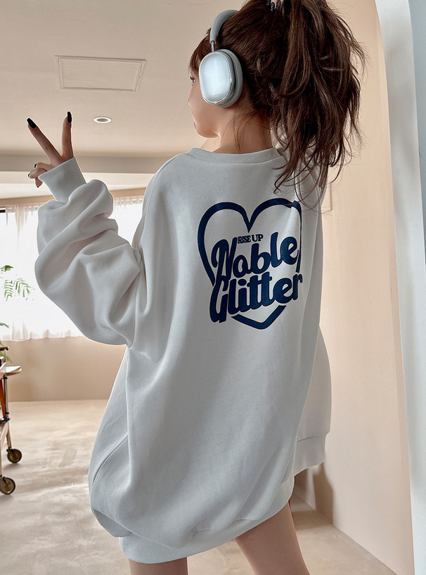 【現貨】日本 GRL 超Q心形 印花 蓬蓬袖 內刷毛 大學T 五色