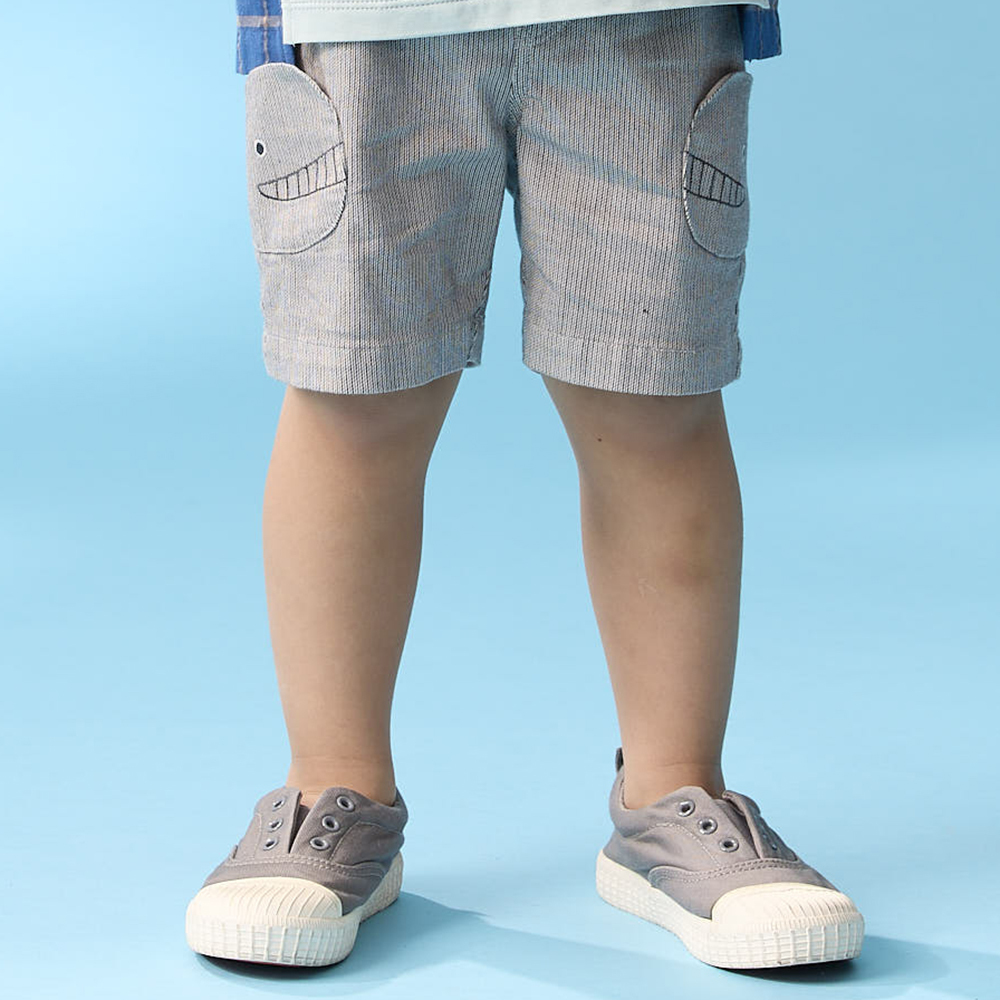 PIPPY 小鯨魚造型口袋棉質短褲 米灰