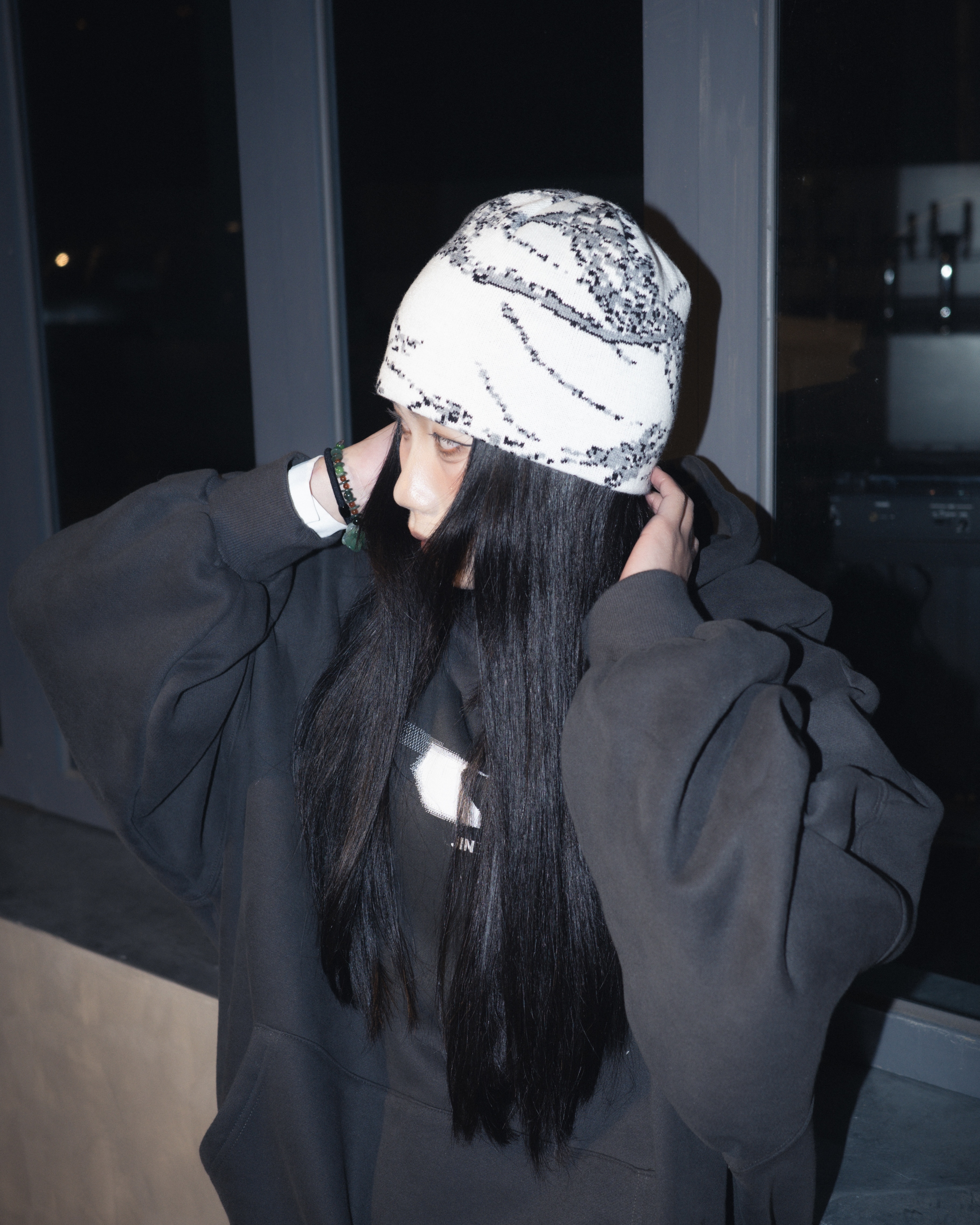 JIN UNIVERSAL🇰🇷像素迷彩撞色毛帽