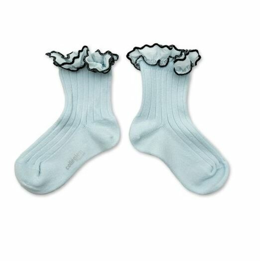 COLLEGIEN 荷葉邊羅紋短襪Suzanne  -Glacier冰河藍
