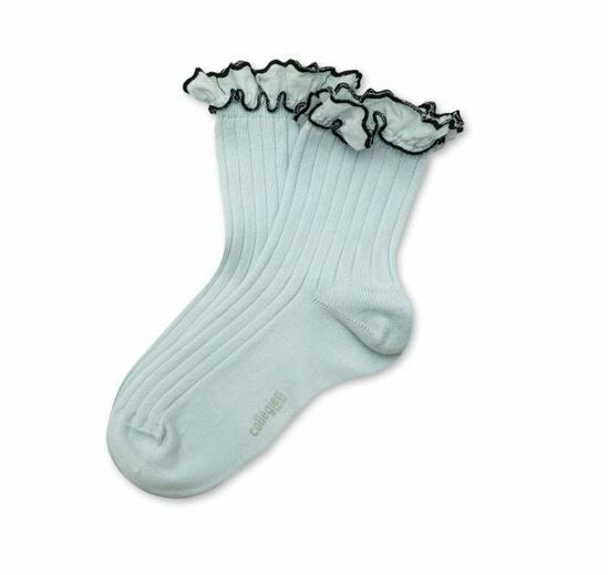 COLLEGIEN 荷葉邊羅紋短襪Suzanne  -Glacier冰河藍