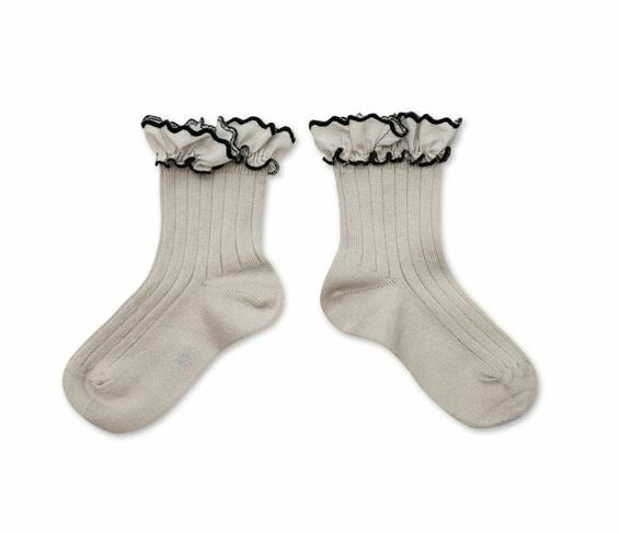 COLLEGIEN 荷葉邊羅紋短襪Suzanne  -Gris Perle珍珠灰