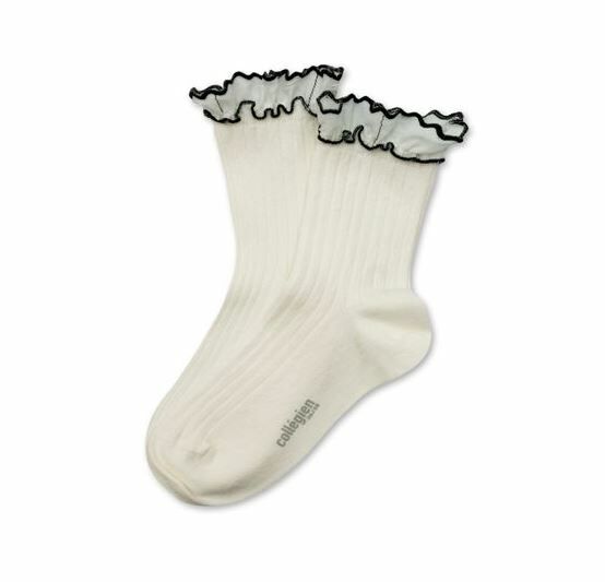 COLLEGIEN 荷葉邊羅紋短襪Suzanne -Blanc Neige雪白