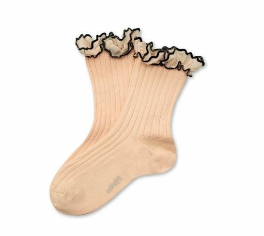 COLLEGIEN 荷葉邊羅紋短襪Suzanne  -Sorbet冰淇淋粉