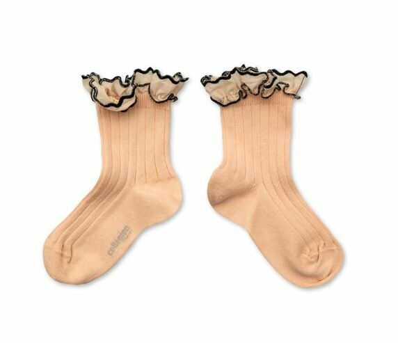 COLLEGIEN 荷葉邊羅紋短襪Suzanne  -Sorbet冰淇淋粉