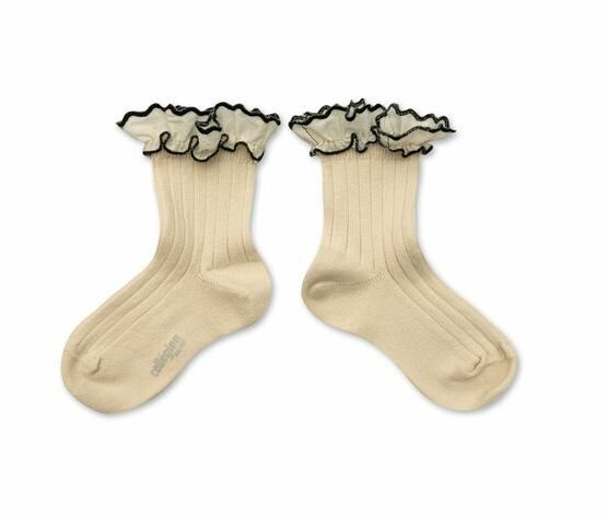 COLLEGIEN 荷葉邊羅紋短襪Suzanne -Doux Agneaux米白