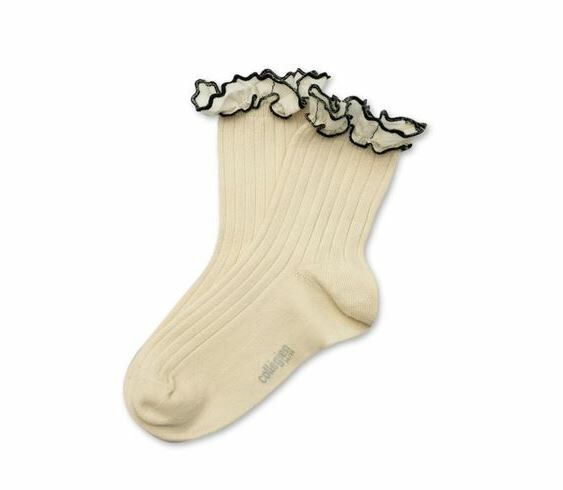 COLLEGIEN 荷葉邊羅紋短襪Suzanne -Doux Agneaux米白