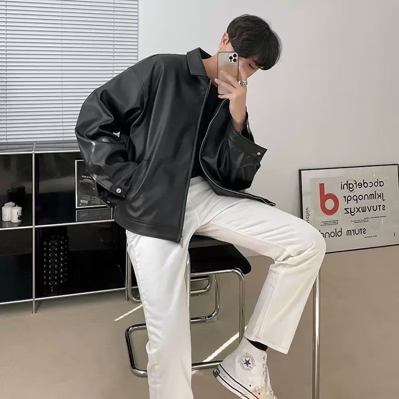 (GOAL) KC9 翻領 亮面 垂墜 質感 皮外套