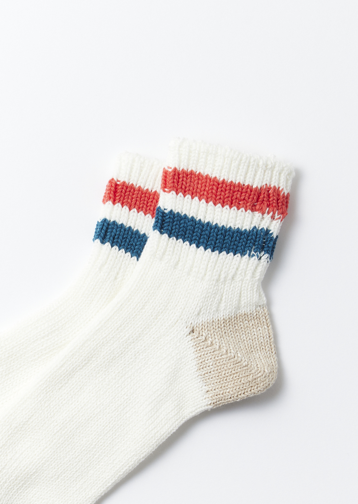 ROTOTO 條紋短襪 WHT/L.RD/M.BL WRB : L