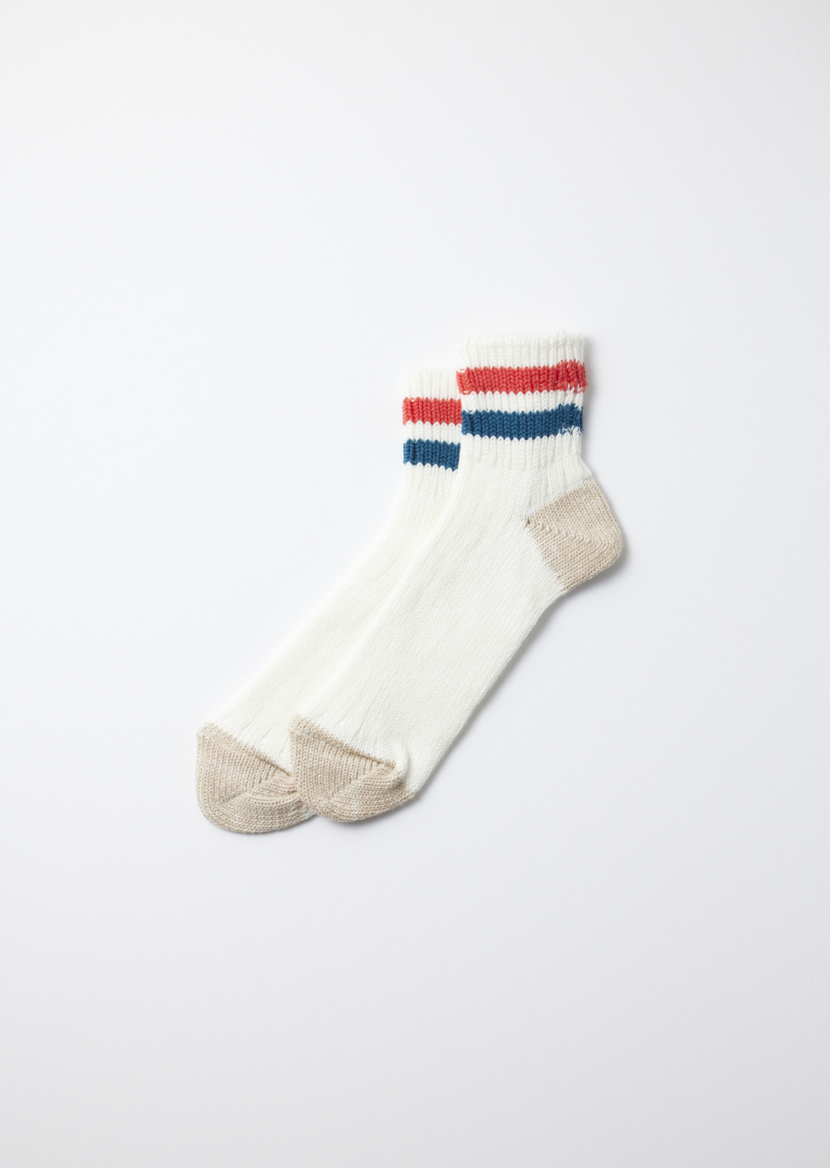 ROTOTO 條紋短襪 WHT/L.RD/M.BL WRB : L