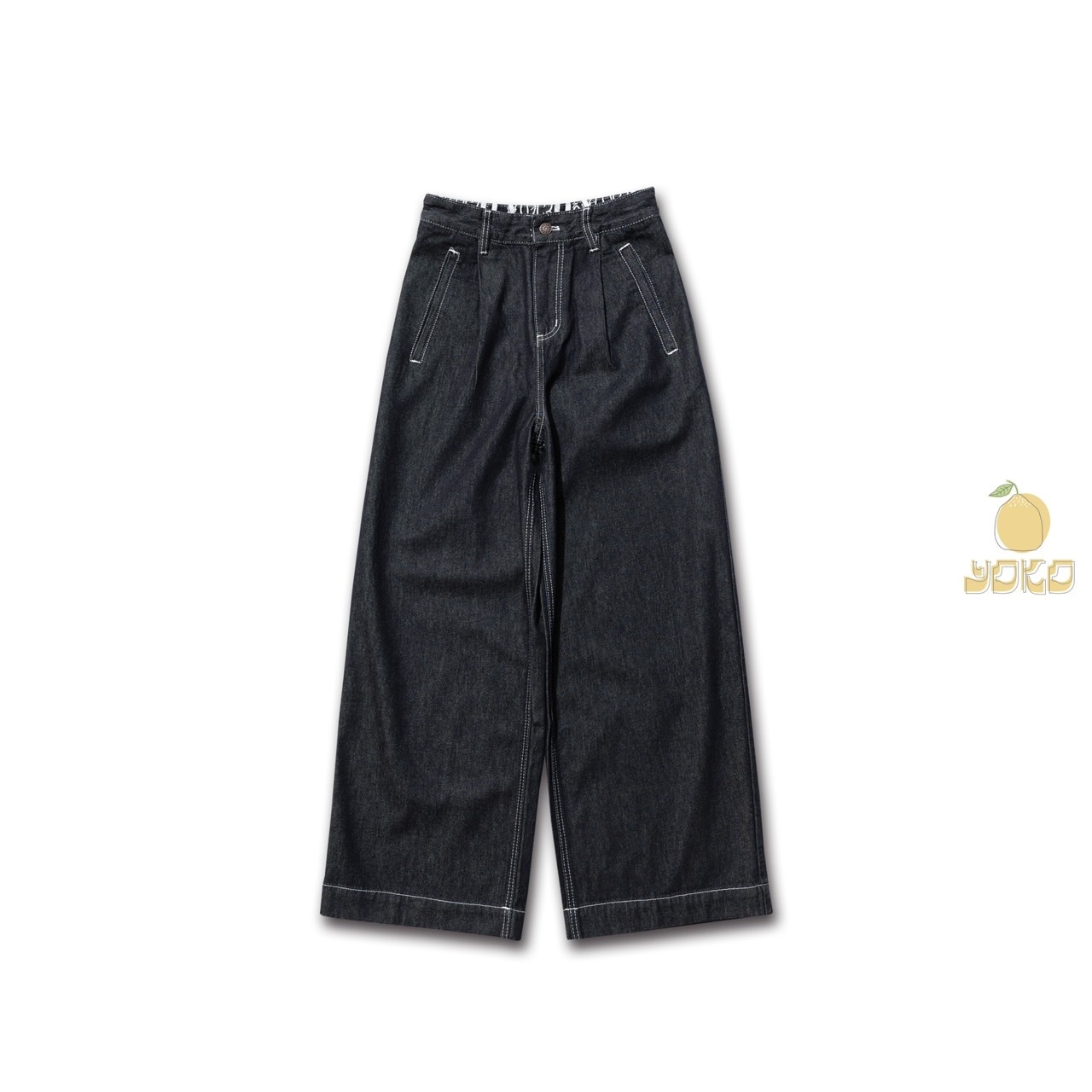 YOKO 翻折牛仔寬褲