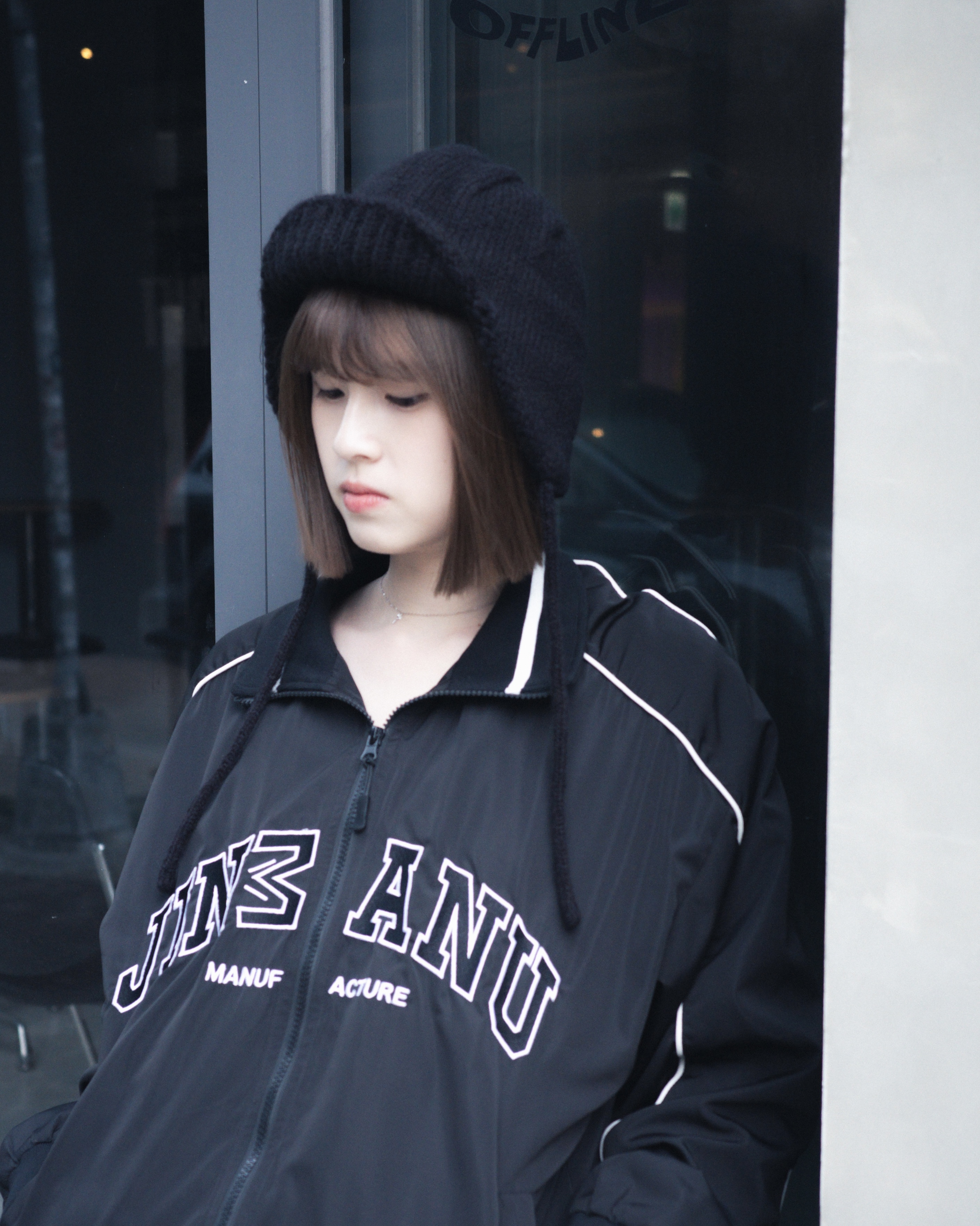 JIN UNIVERSAL🇰🇷短帽簷針織綁繩毛帽