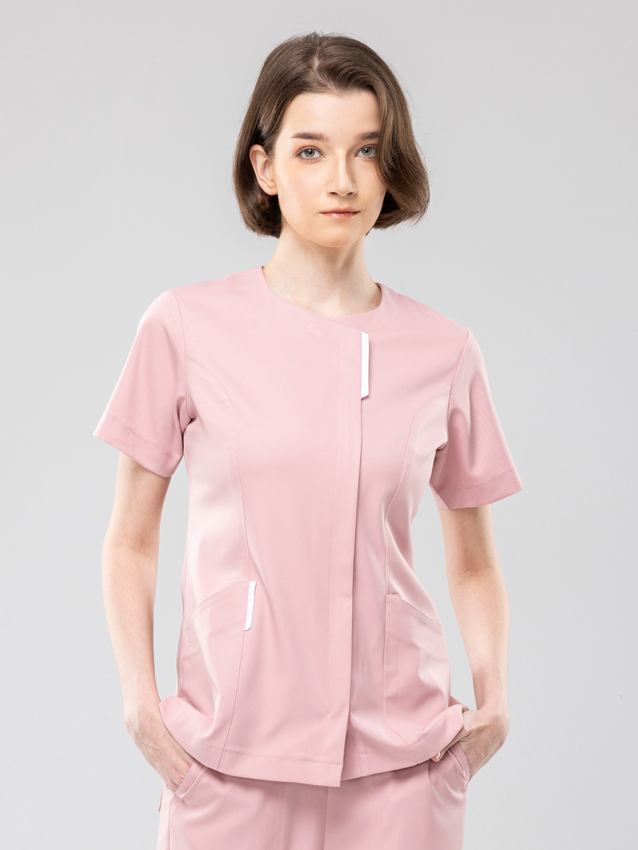 【 AB251-A2 】女護理上衣-AB柔挺布-梅子粉