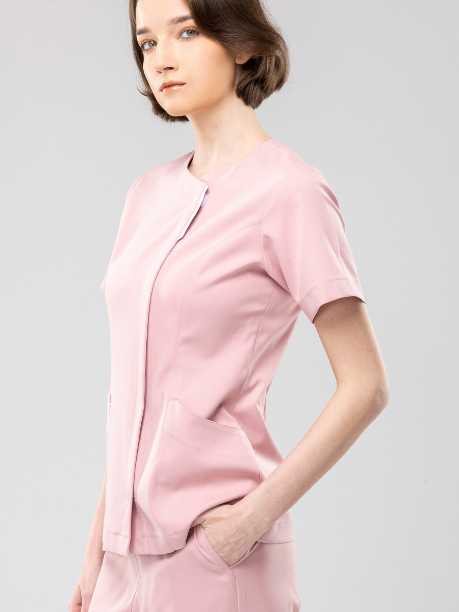 【 AB251-A2 】女護理上衣-AB柔挺布-梅子粉