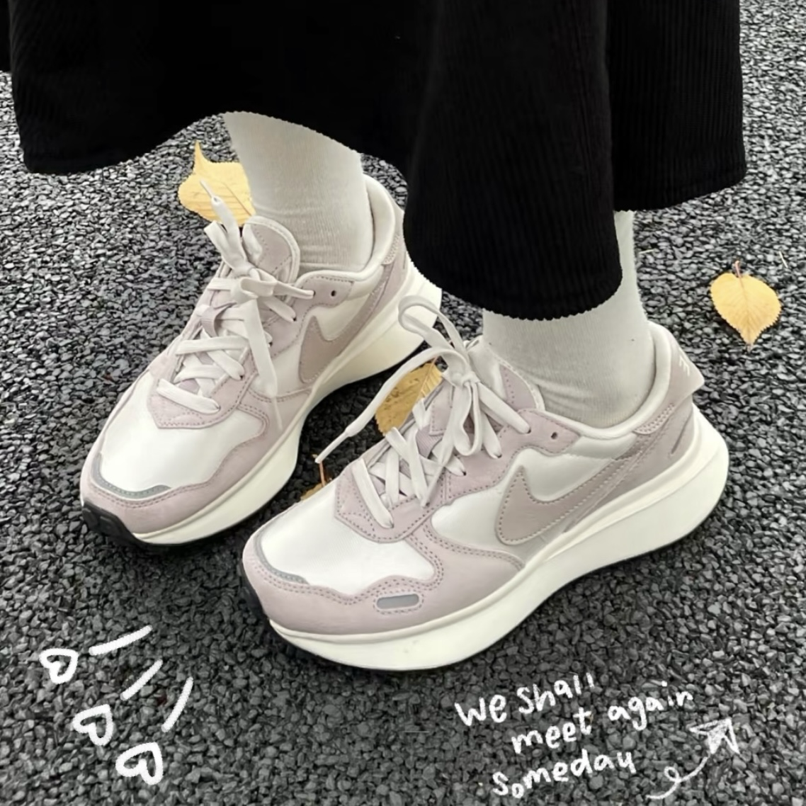 Nike Phoenix Waffle 粉紫色 粉白 復古 麂皮 皮革 拼接 低筒休閒鞋