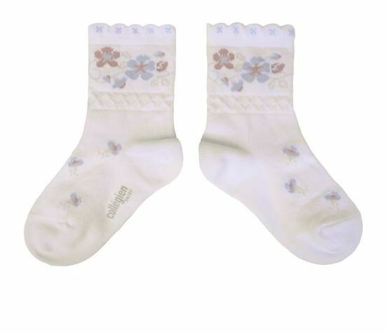 COLLEGIEN 花漾花邊短襪Camélia-  Blanc Neige雪白