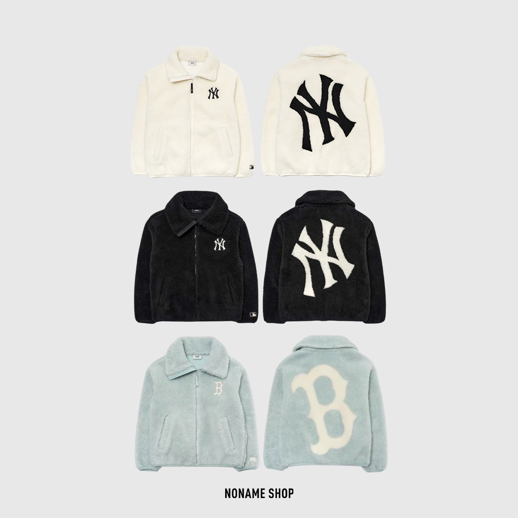 MLB 經典LOGO 紐約洋基/波士頓紅襪 羊羔毛 立領 外套 三色 (男款)