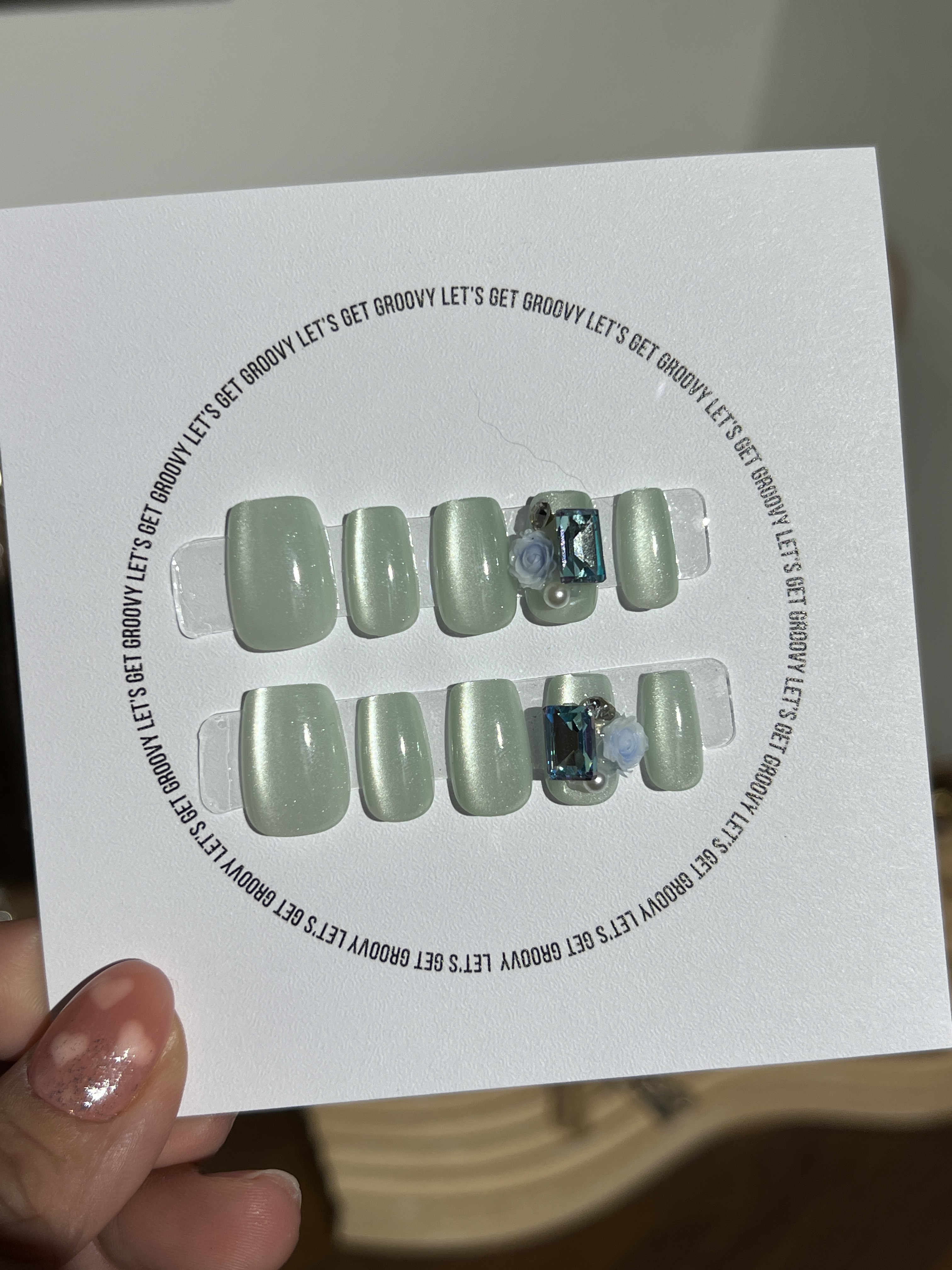 Slay | Mint Color。Small Flower Square Diamond Charms