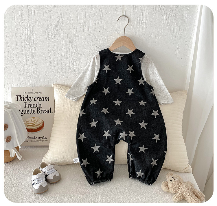 滿版星星包屁吊帶褲背面穿搭