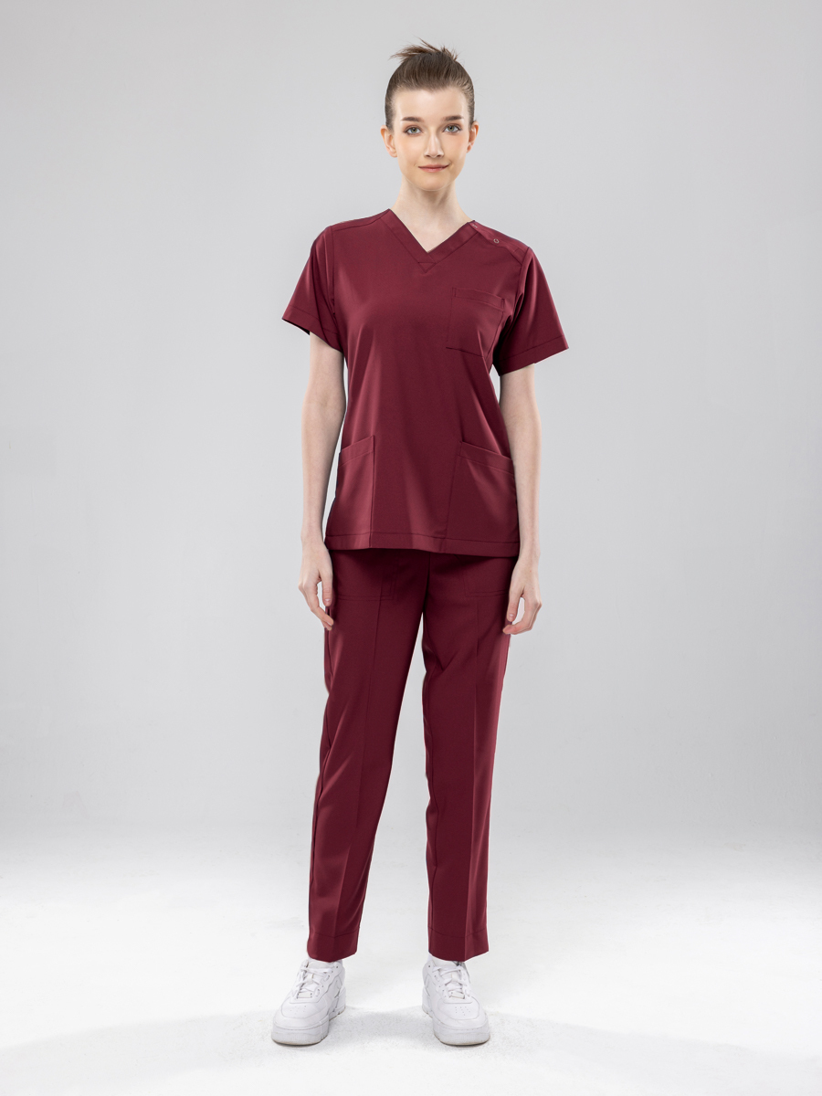 【 AC912-F7 】男女通用-鬆緊抽繩長褲-AC輕羽布-暗棗紅