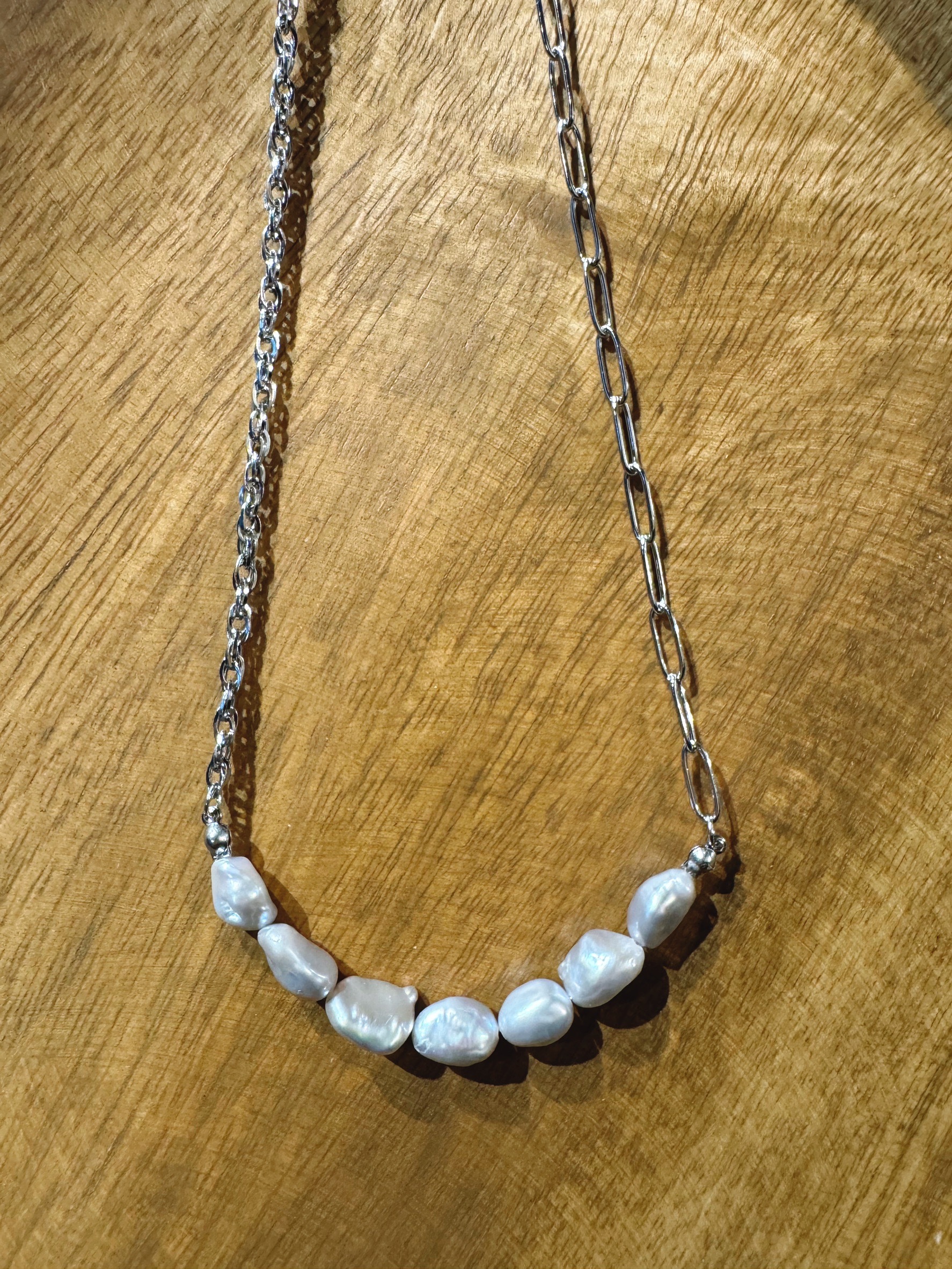 [justar] gray pearl necklace | NO.66