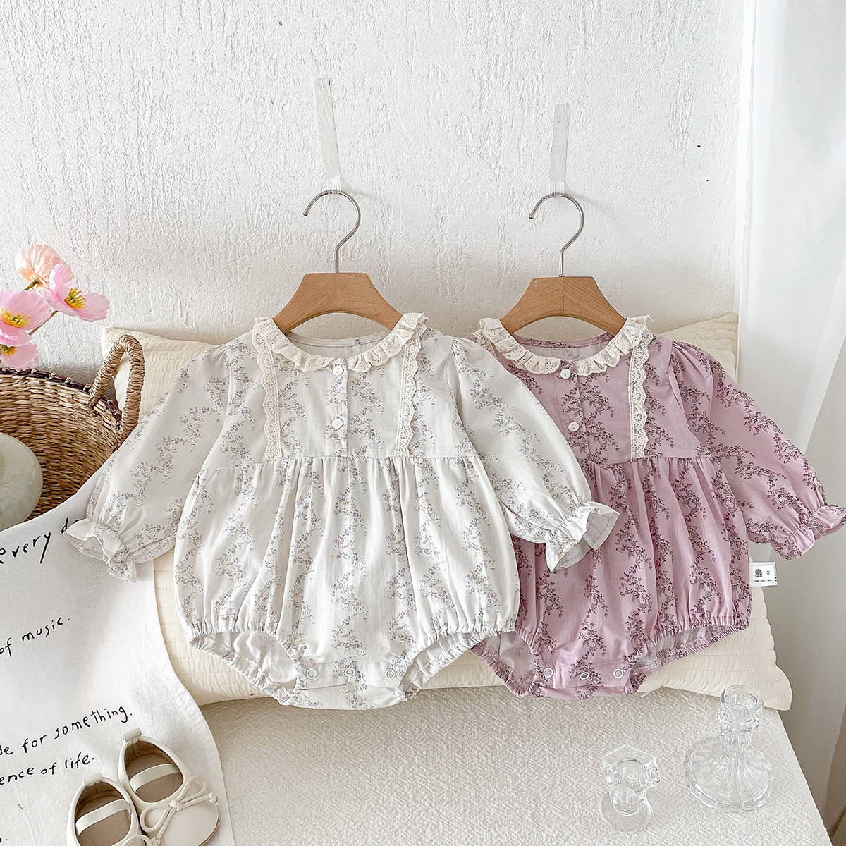 25 春款紫色碎花包屁洋裝