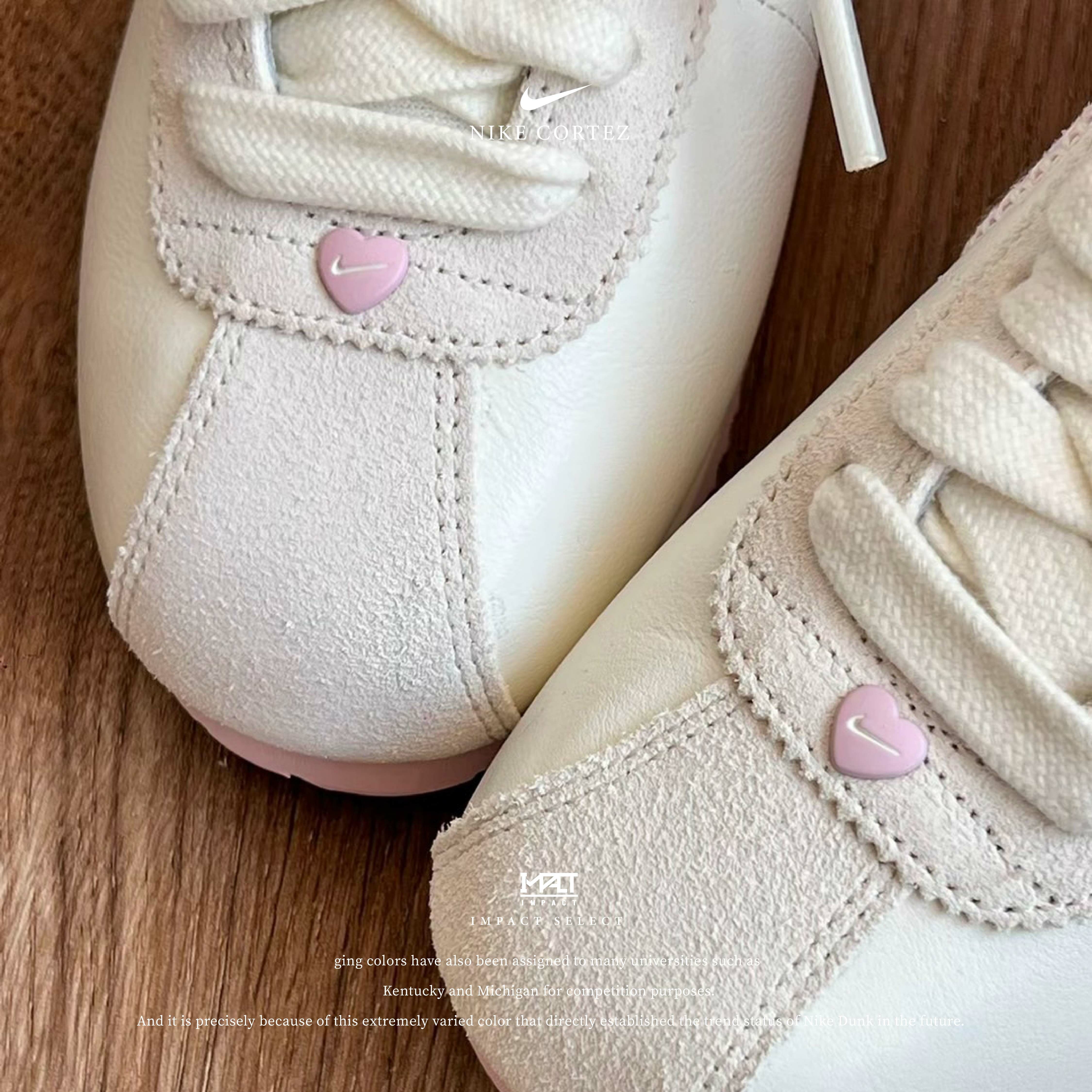 NIKE CORTEZ 阿甘鞋 情人節限定 奶油白 櫻花粉 刺繡蘋果 HV6012-161