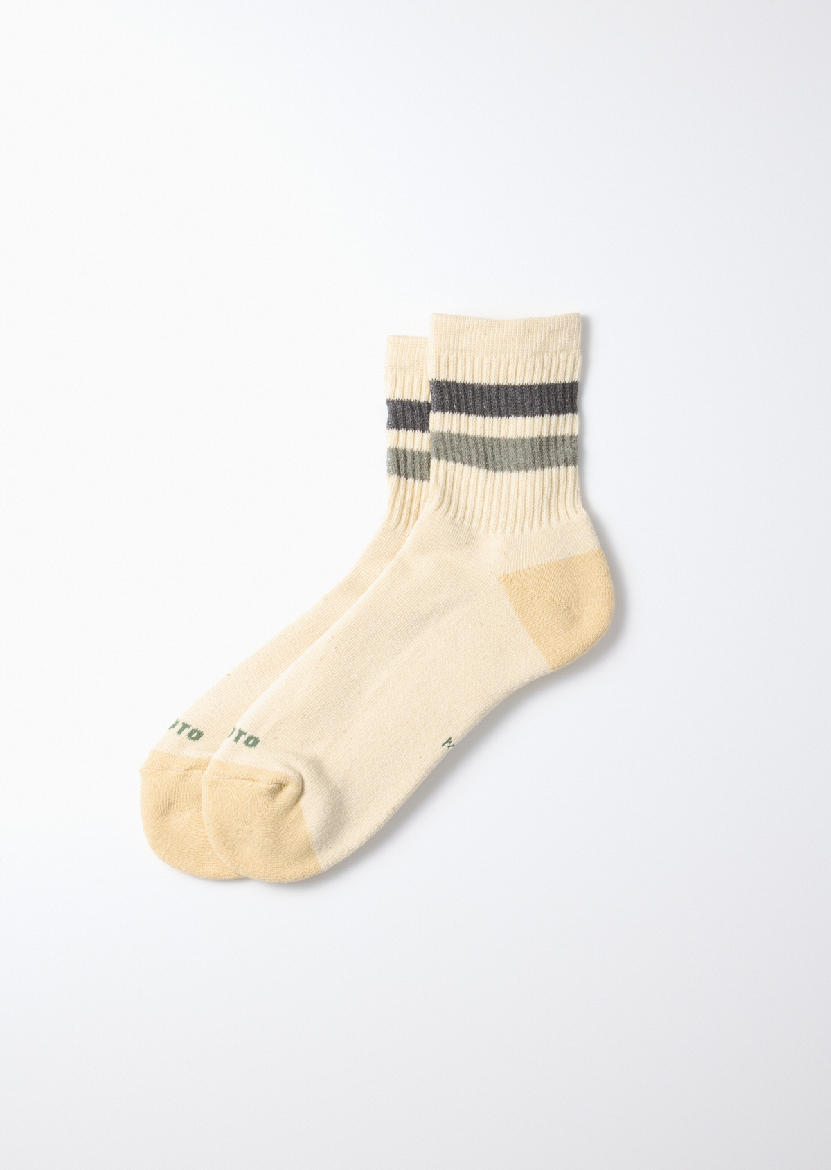 ROTOTO 米底條紋中長襪 CHARCOAL/GRAY CCG : L