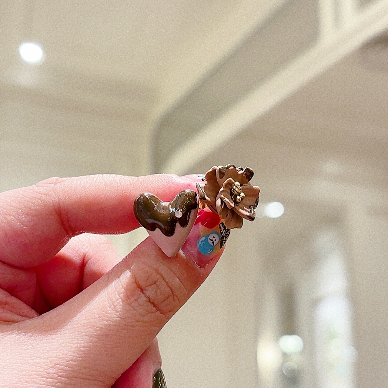 [手作家] 巧克力心形耳環