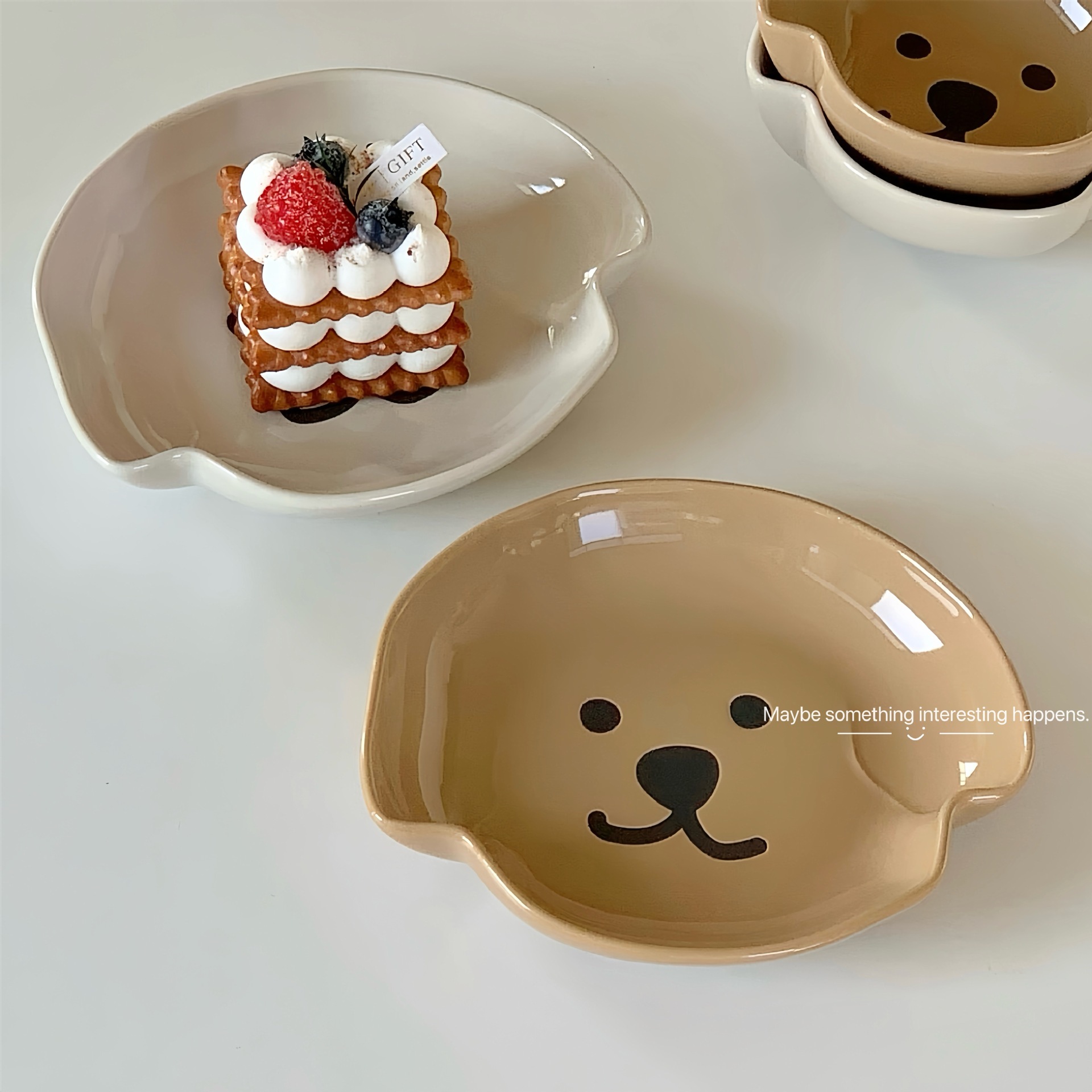 《5639》可愛小狗小熊陶瓷碗盤