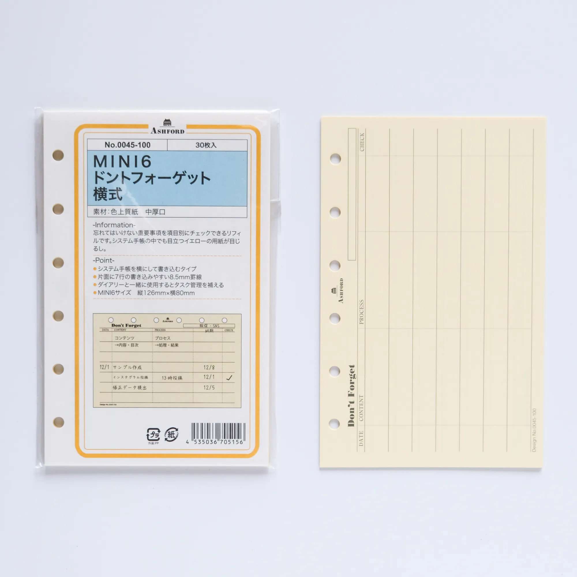 MINI6 M6 To Do List 表格 橫式 (30張入)｜Ashford 日本