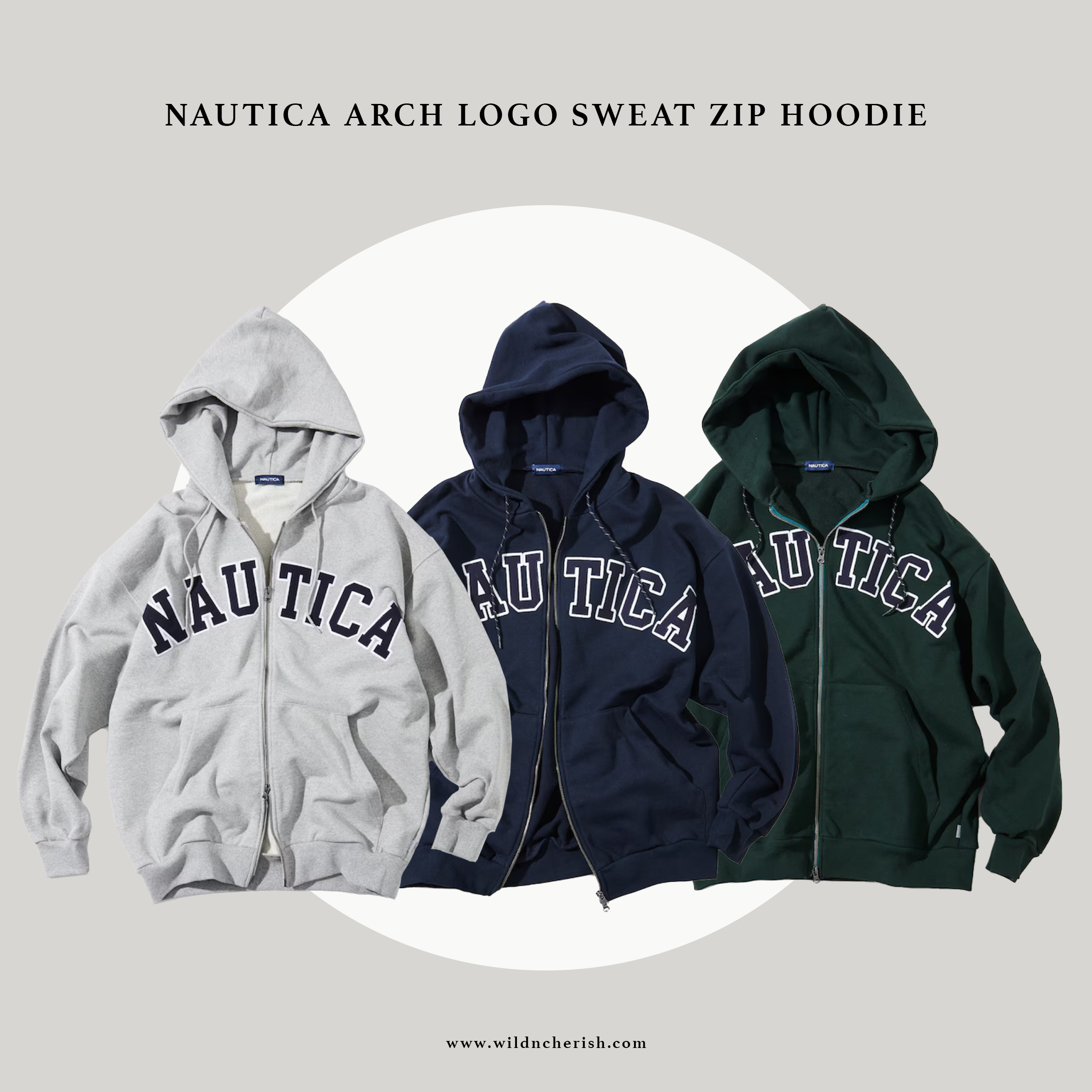 預訂 | Nautica Japan Arch Logo Sweat Zip Hoodie 外套