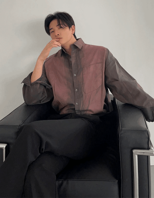 (韓國獨家特價)染色水洗長袖襯衫