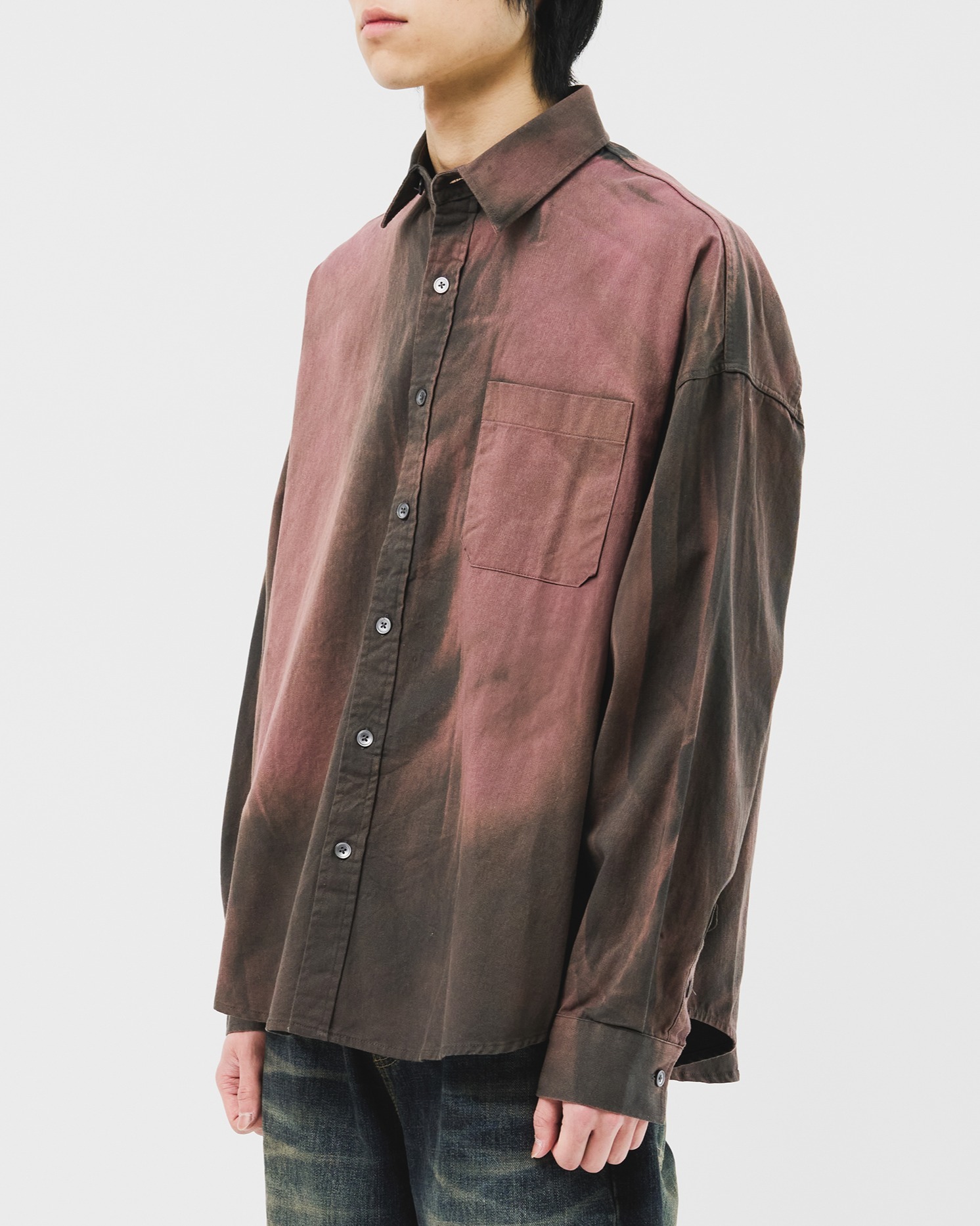 (韓國獨家特價)染色水洗長袖襯衫