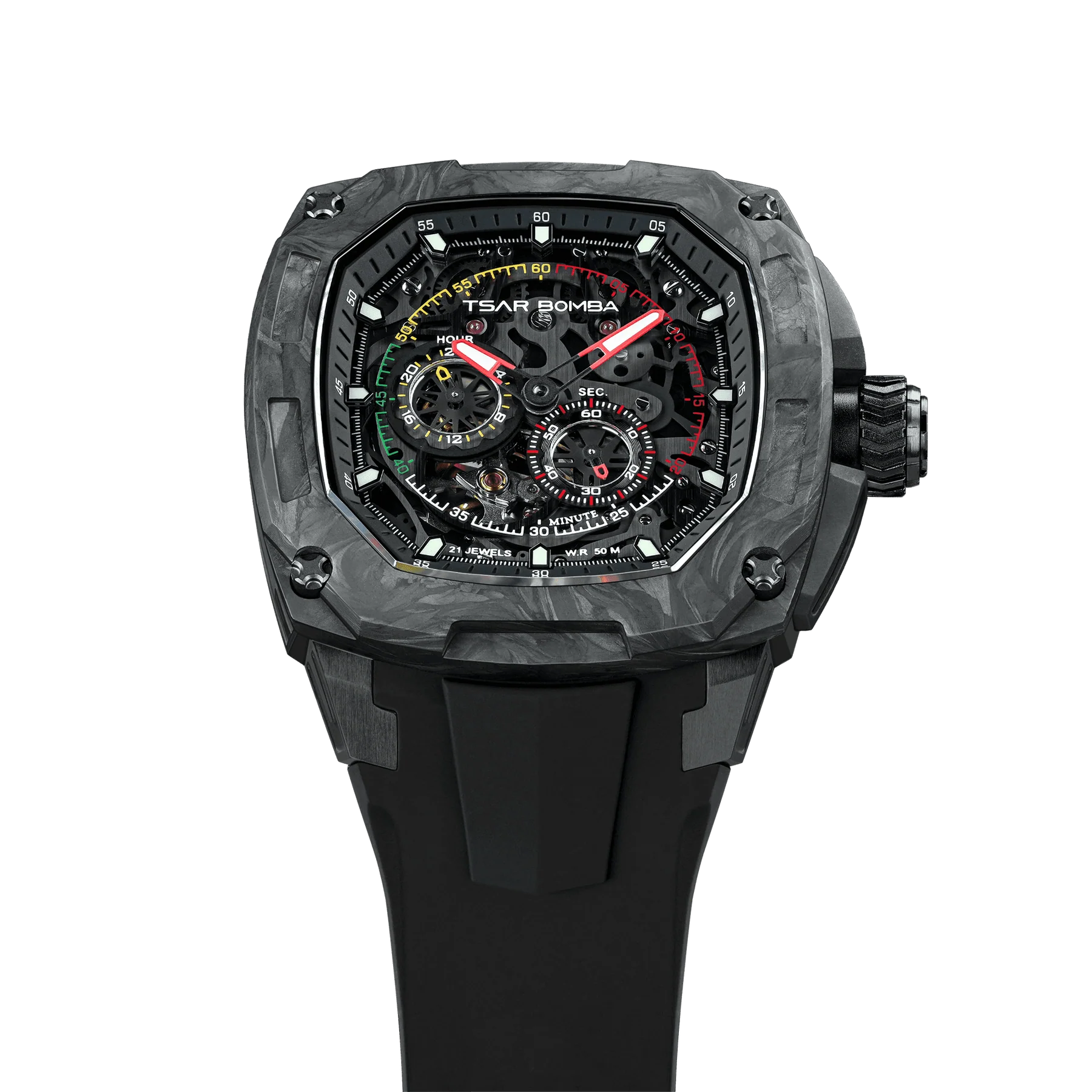 萬年鐘錶 - TSAR BOMBA 機械公爵  Dark Matter  碳纖維錶框可替換多變化套組機械透視機芯男錶 TB8601-01  錶徑42.8MM