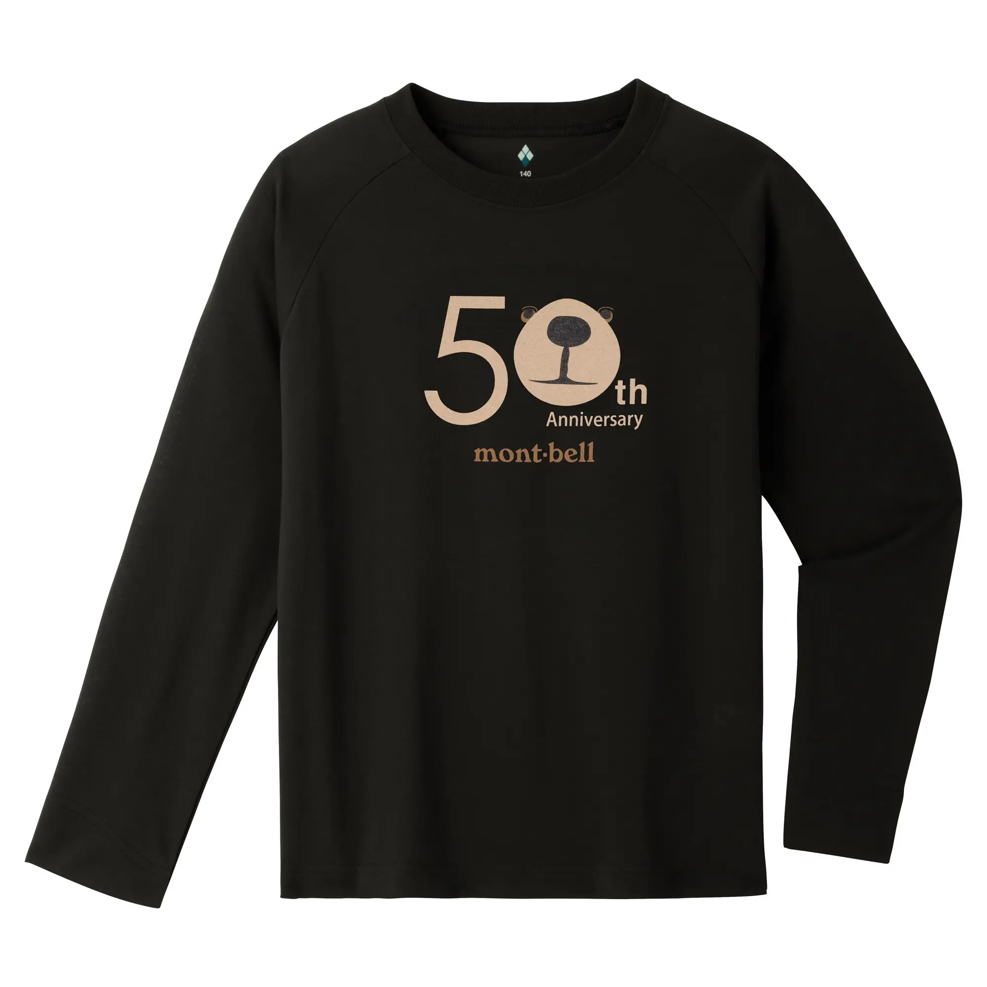montbell: Wickron Long Sleeve T Kid's Monta Bear 50th 100-160【五十周年限量】