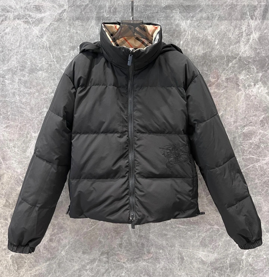 BBR 經典格仔 併 黑色 雙面羽絨外套 女款