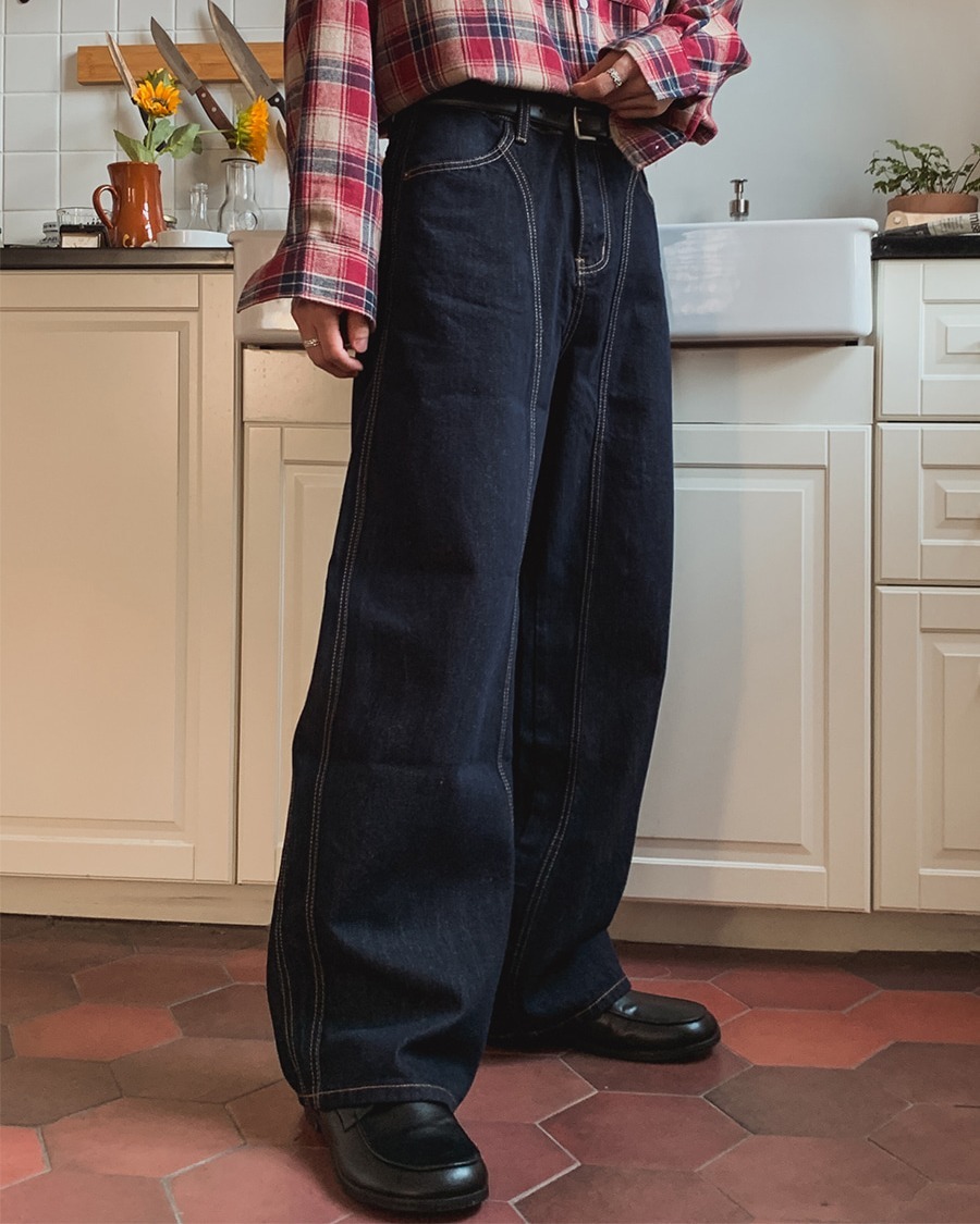 Fizz 剪裁寬牛仔褲