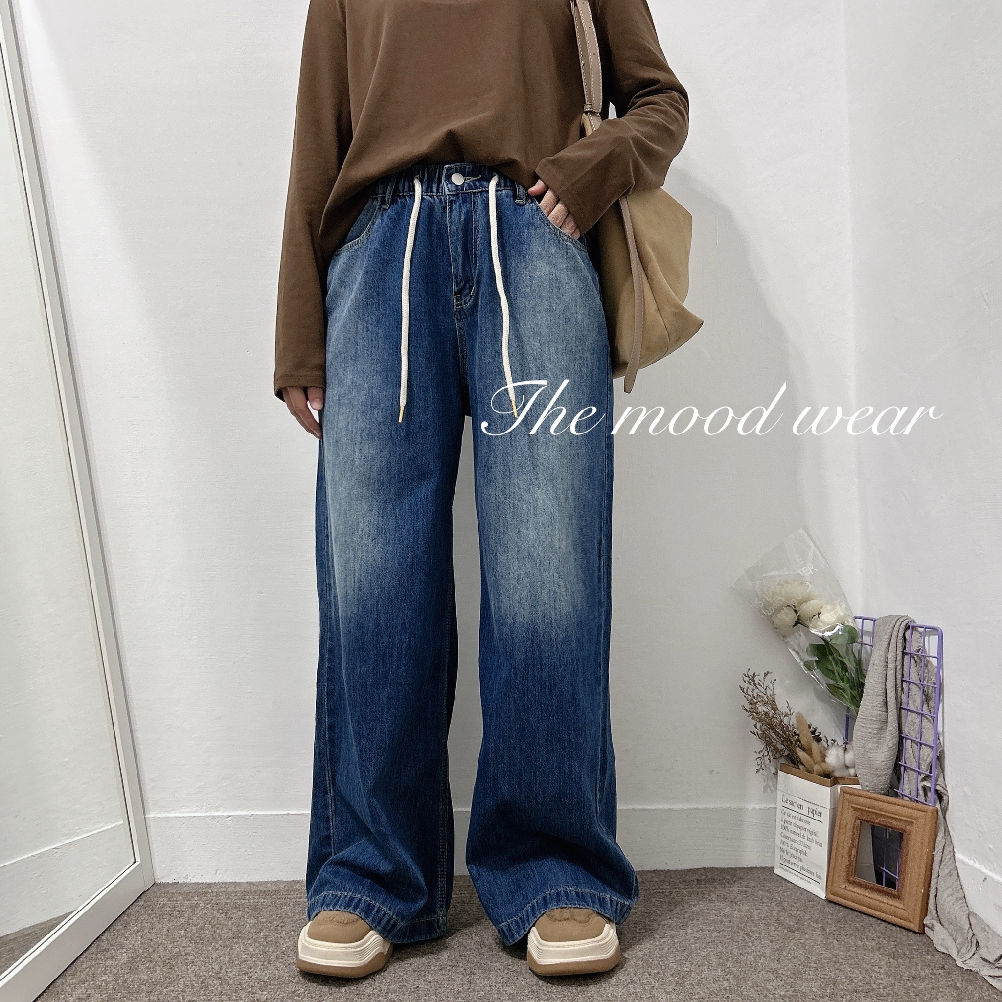 日單超美刷色直筒褲 牛仔寬褲