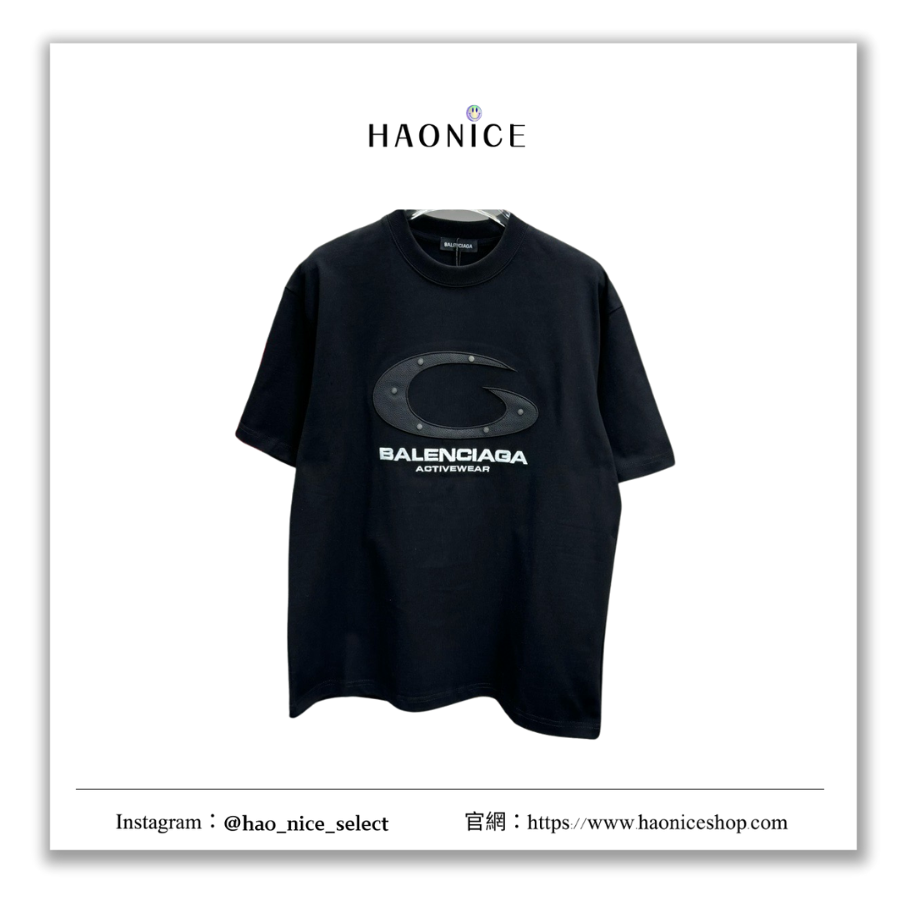 【HAO NICE】上海經銷商🔥Balenciaga 巴黎世家 皮革月牙灣🌙 logo鈕扣短袖 短T