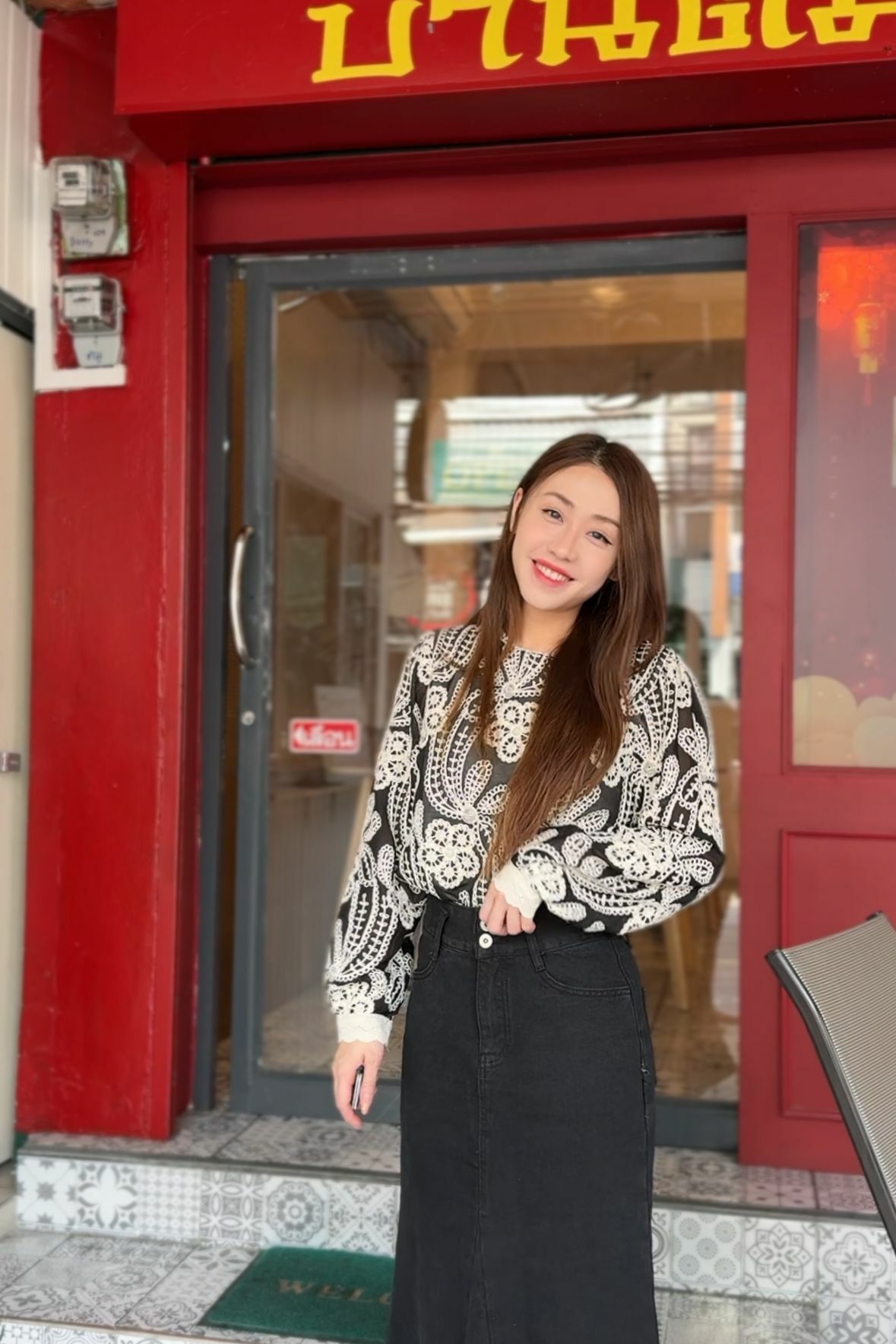 TOP#6833🤍魚骨刺繡紗紡上衣