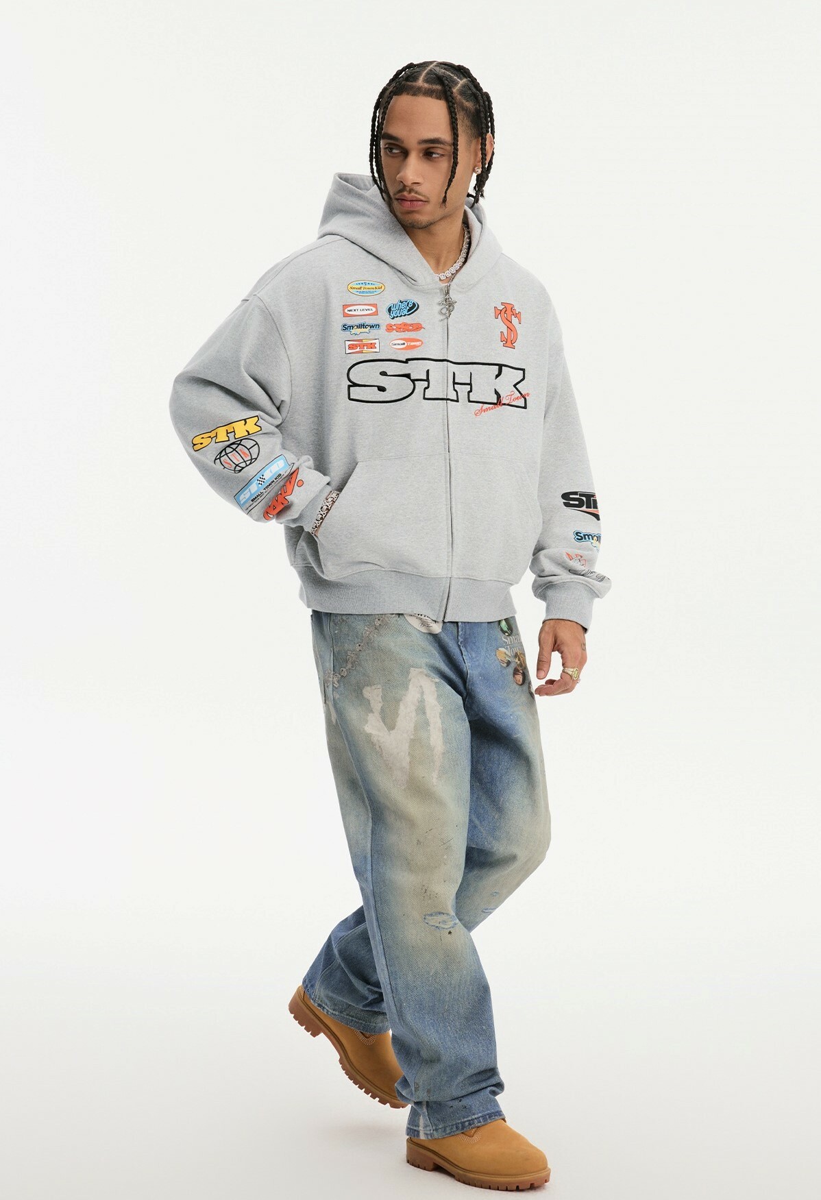 STK SmallTownKid 刺繡徽章 賽車連帽外套