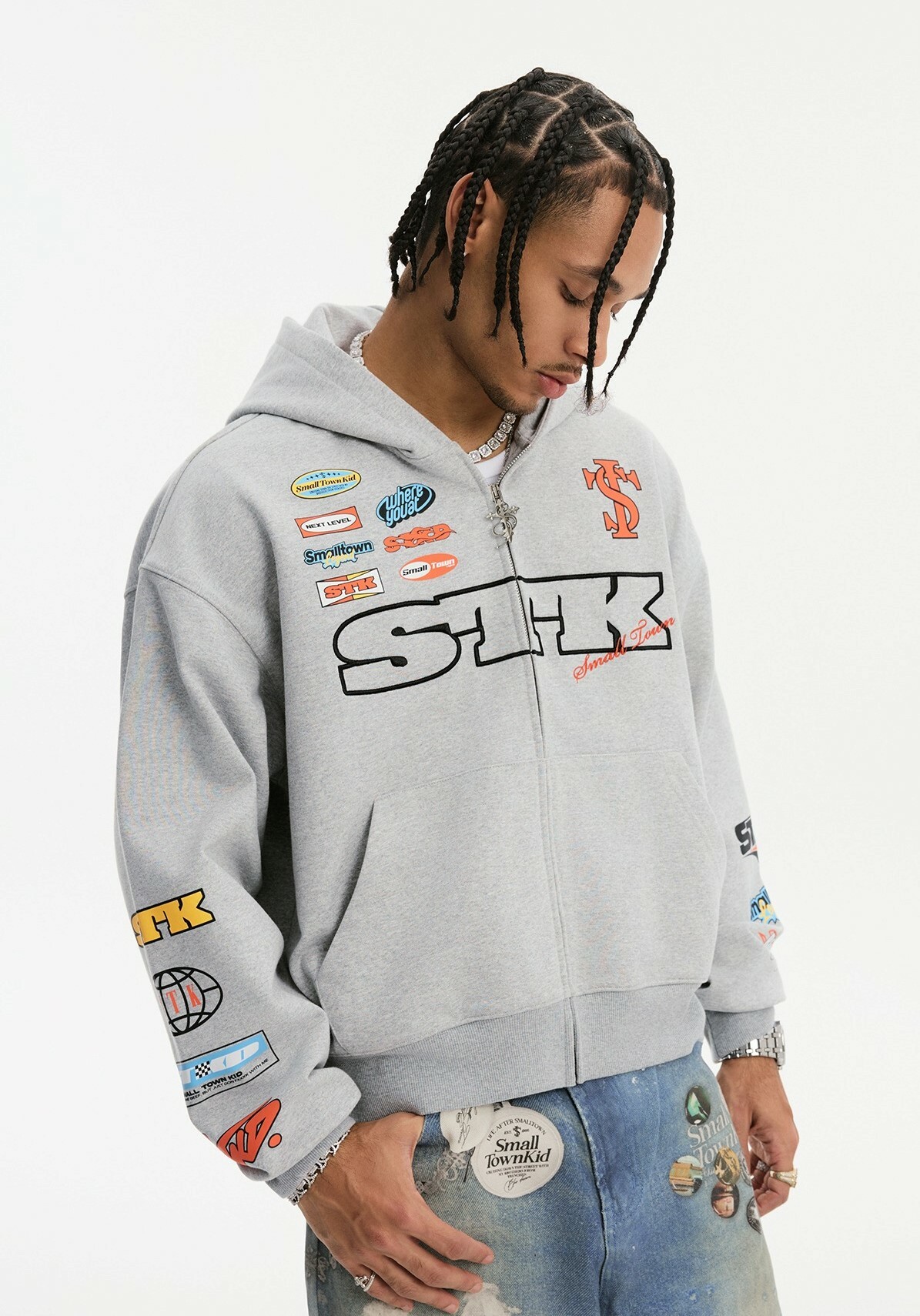 STK SmallTownKid 刺繡徽章 賽車連帽外套