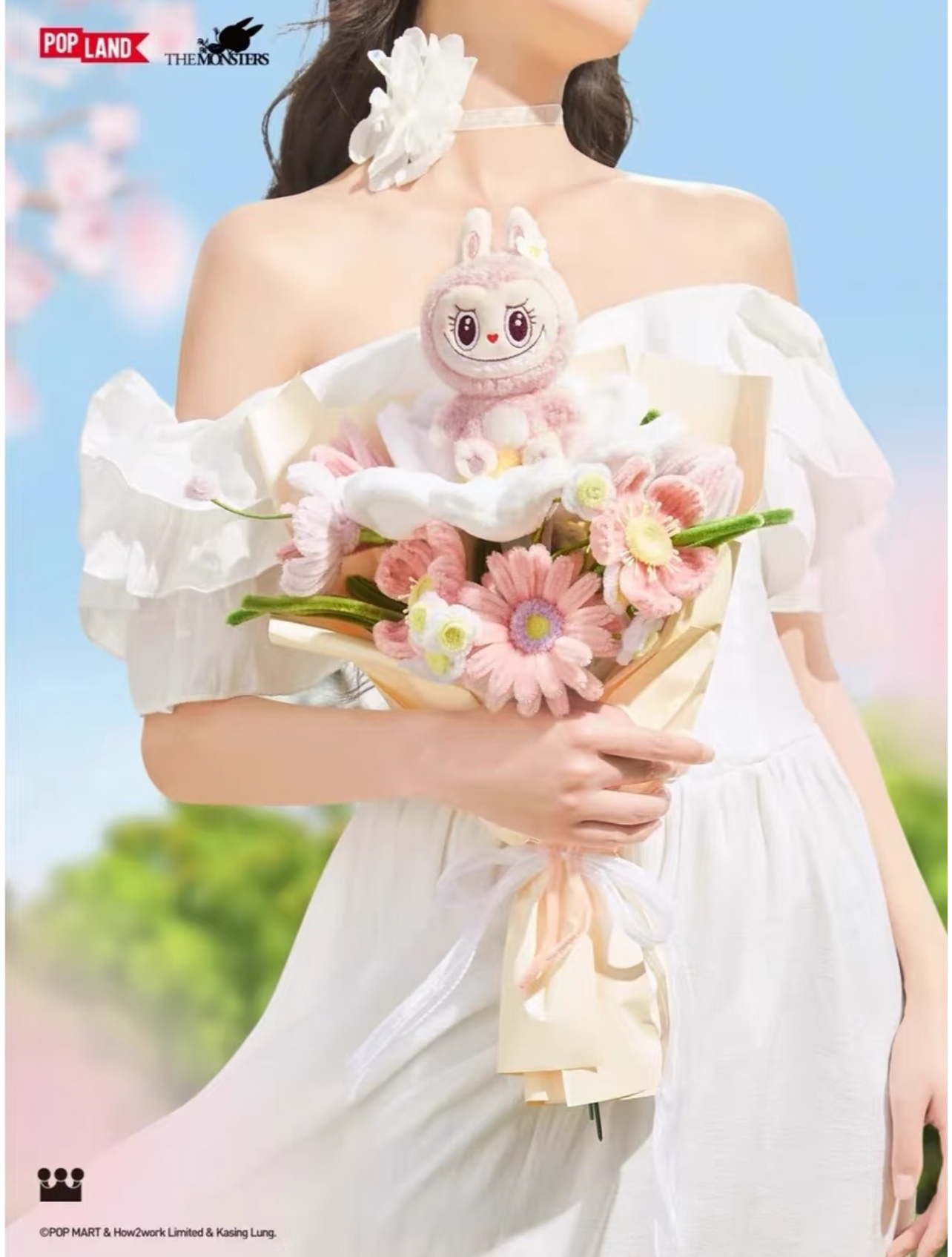 北京ポップランド限定 labubu mokoko ふわふわお花バッグ POP MART FLOWER FAIRY系列-MOKOKO LABUBU毛絨花束(北京樂園限定)