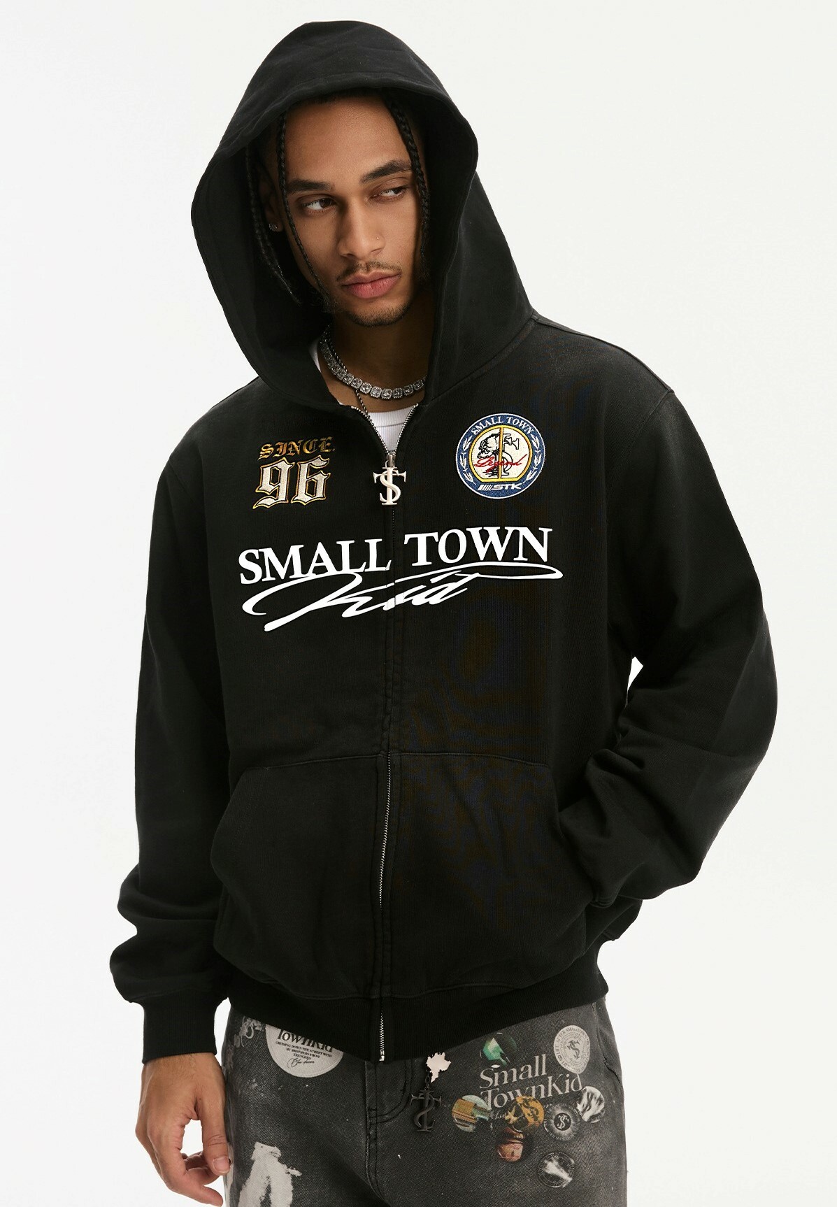 STK SmallTownKid 徽章水洗 連帽外套