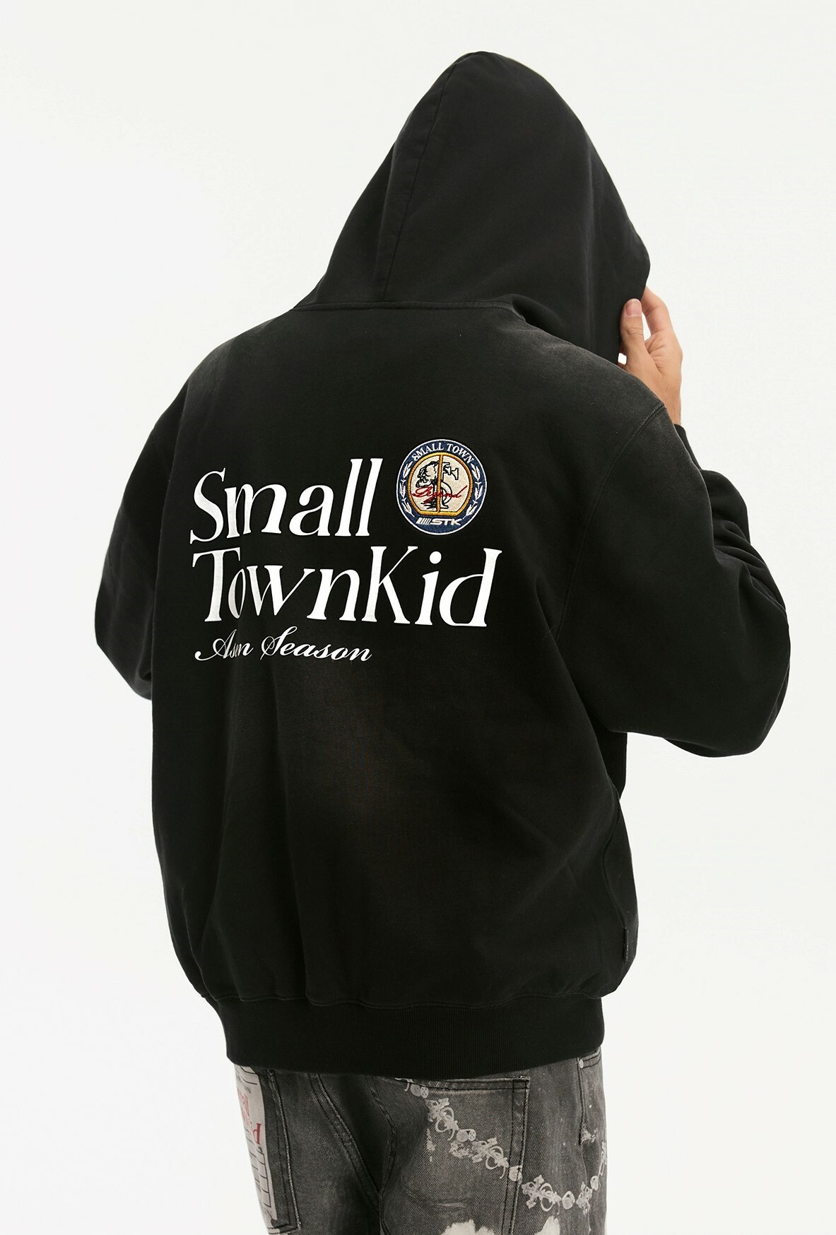 STK SmallTownKid 徽章水洗 連帽外套